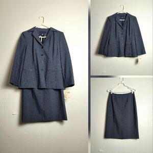 Preston & York Blue Blazer and Skirt Set Women's Size 10 Office Career Work